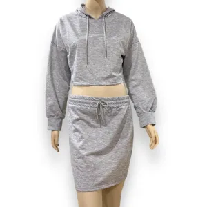 Gray Sweatshirt Cropped Hoodie