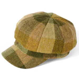 Harris Tweed Ladies Baker Boy Cap - Mustard Check by Failsworth