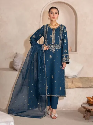 Heera's Teal Embroidered Dhanak Suit