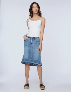 Hi-Low Denim Skirt