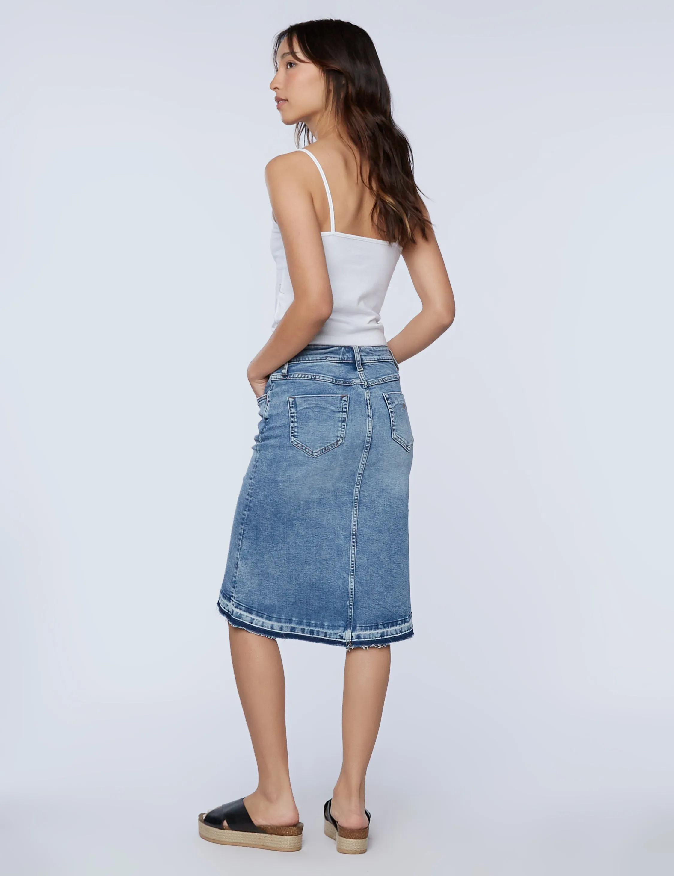 Hi-Low Denim Skirt