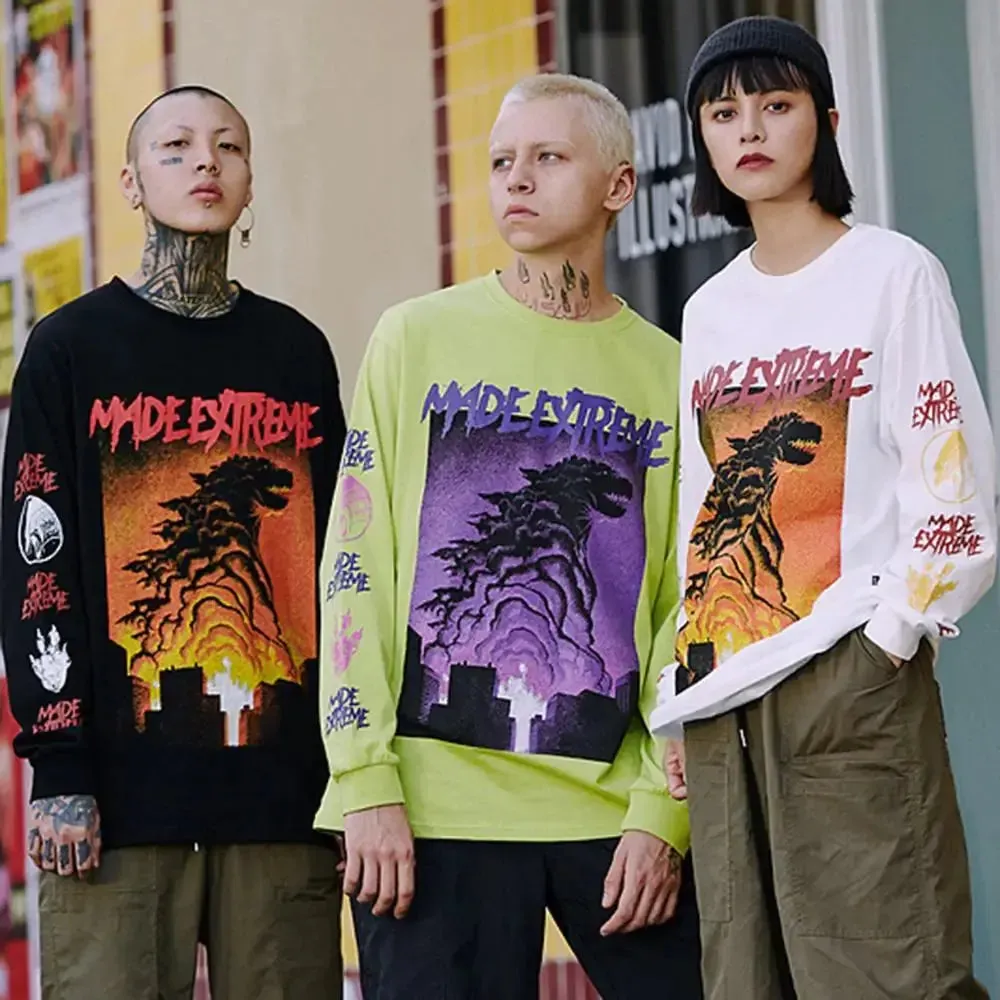 Japan Style Tops Monster Printed T-shirt