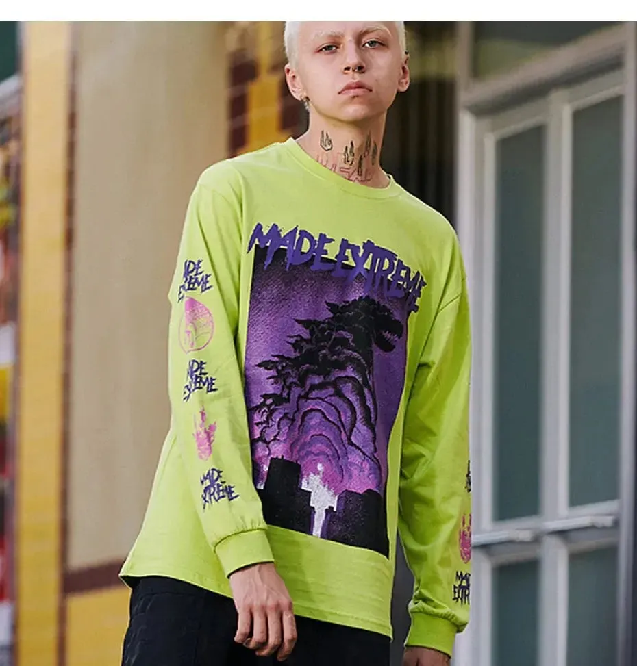 Japan Style Tops Monster Printed T-shirt