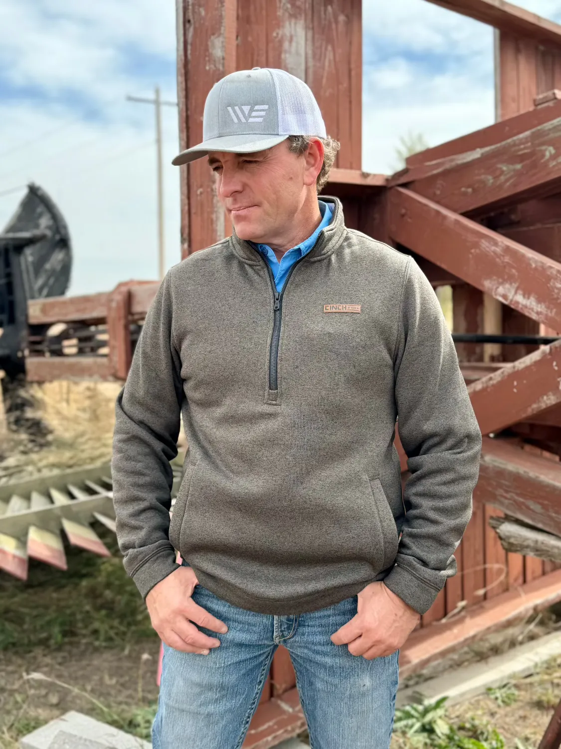 Jim Men's Brown 1/4 Zip Pullover by Cinch