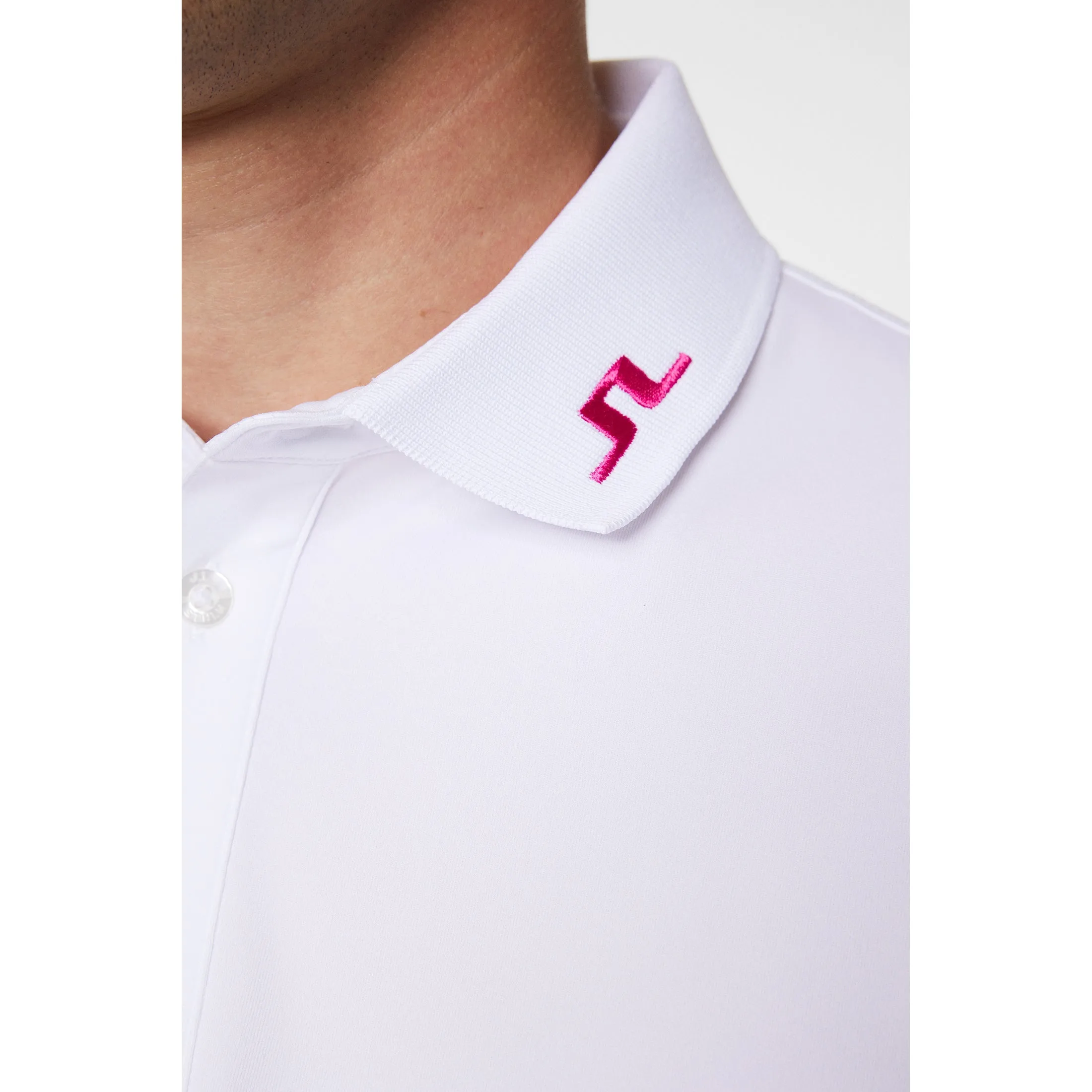 J.Lindeberg Heath Regular Fit Golf Shirt - White/ Pink