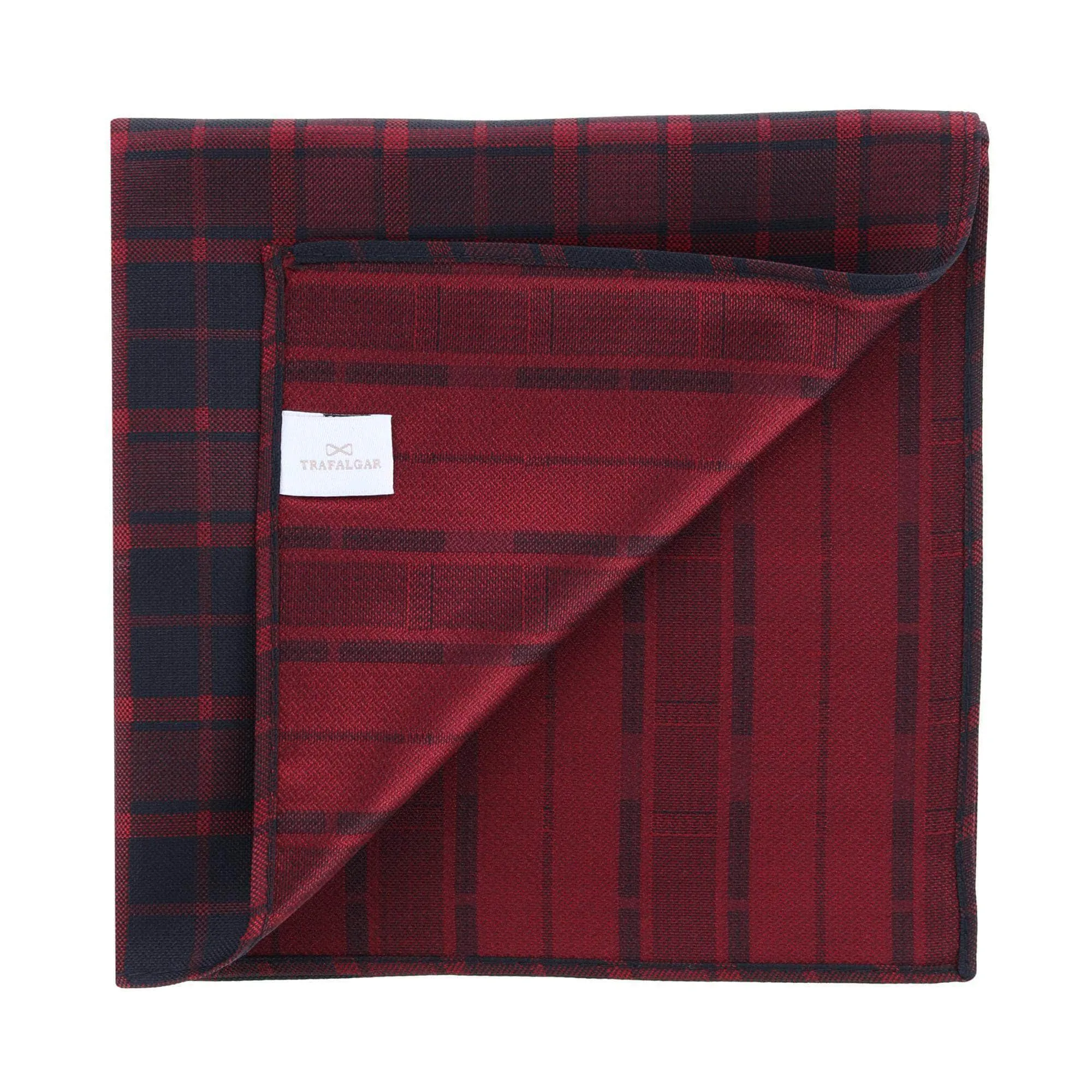 Kincade Red Blackwatch Plaid Silk Pocket Square