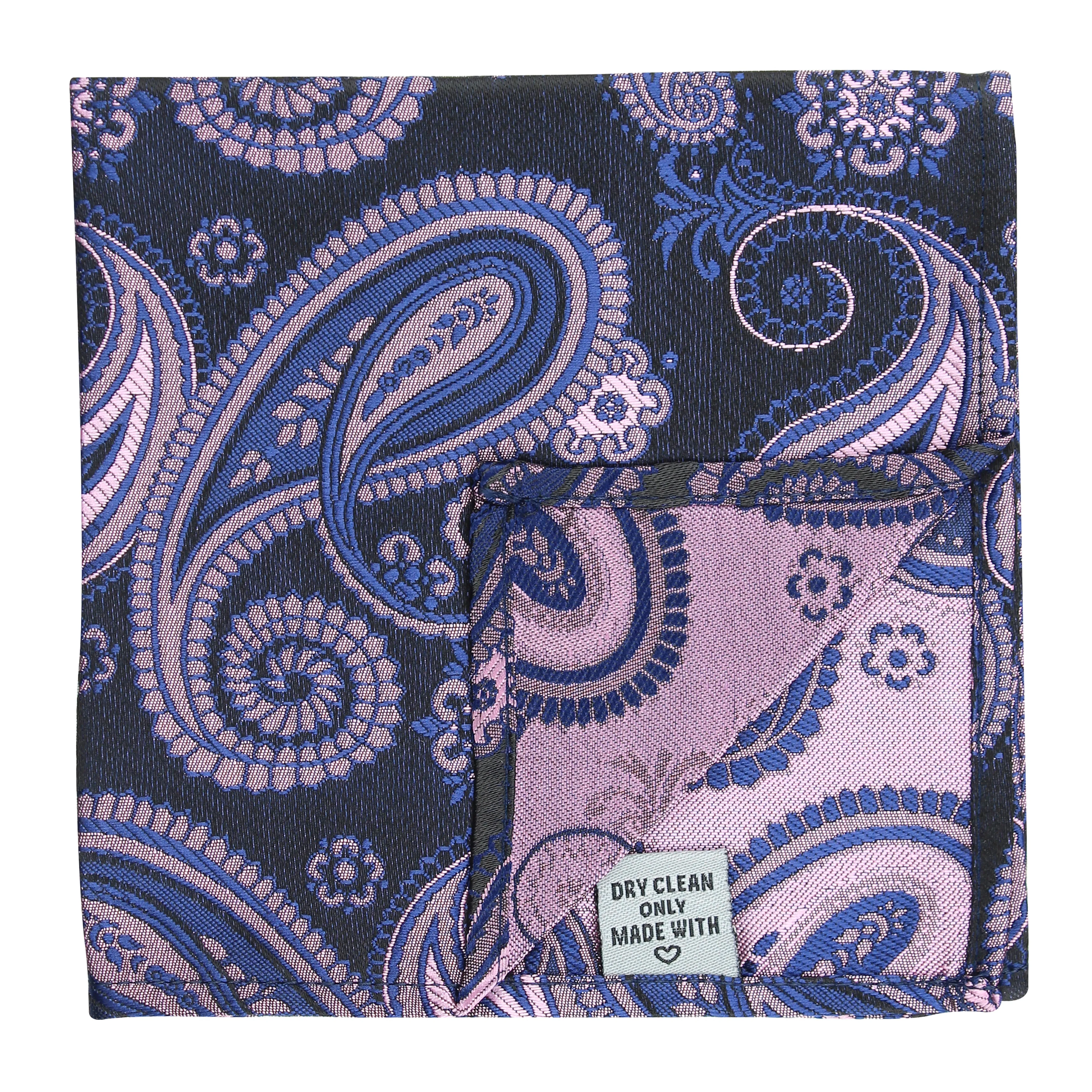 Kovove The Black and Blue Treat Paisley Pocket Square For Men