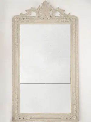 Large French Louis Philippe Crested Mirror - French Gray - 66½" x 38½"