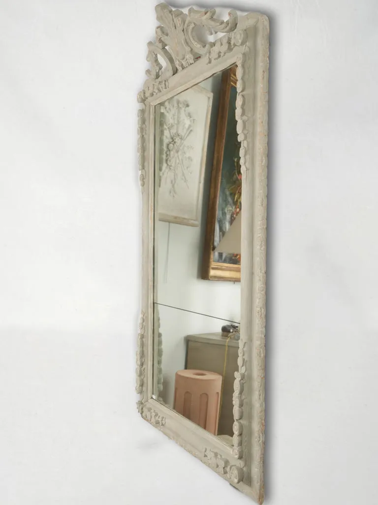 Large French Louis Philippe Crested Mirror - French Gray - 66½" x 38½"