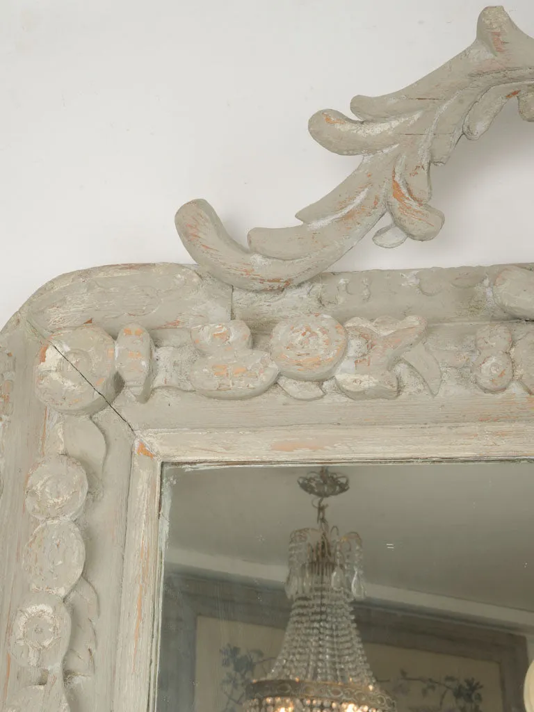 Large French Louis Philippe Crested Mirror - French Gray - 66½" x 38½"