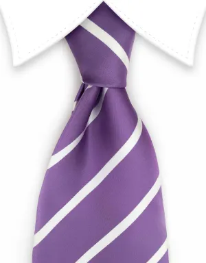 Lavender Purple & White Striped Extra Long Tie