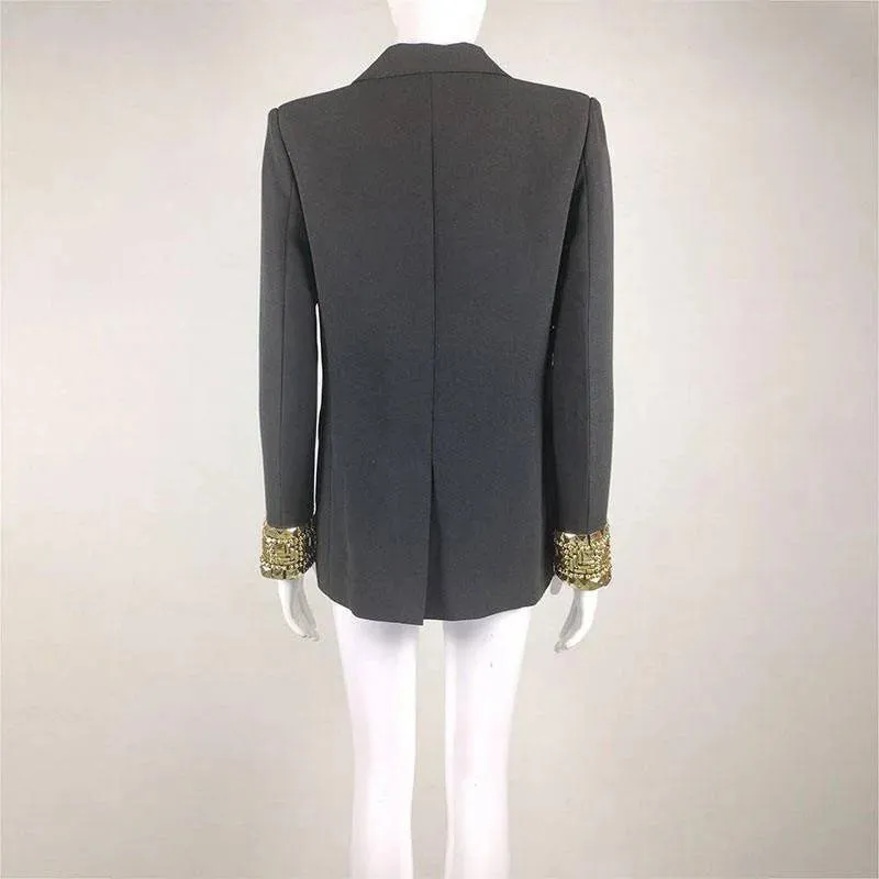 Lenora Long Sleeve Gold Detail Blazer