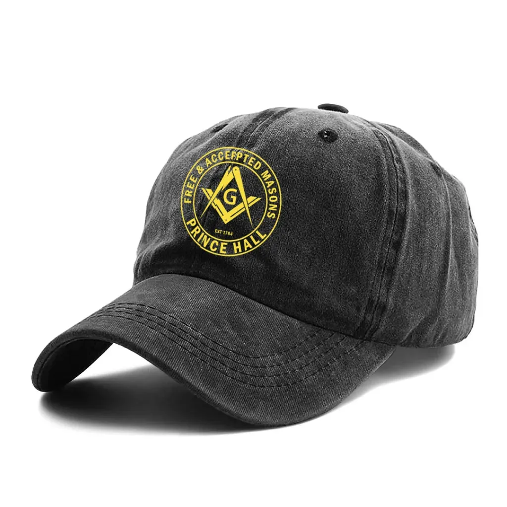 Master Mason Blue Lodge Baseball Cap - Gold Prince Hall Square Design