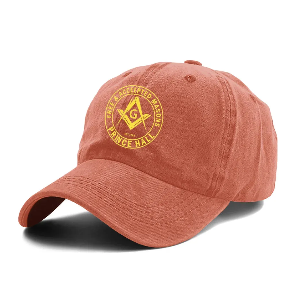 Master Mason Blue Lodge Baseball Cap - Gold Prince Hall Square Design