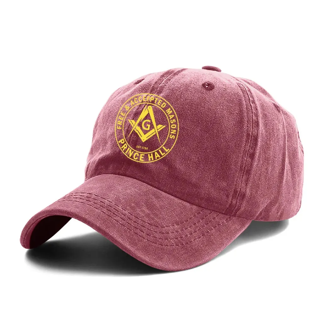 Master Mason Blue Lodge Baseball Cap - Gold Prince Hall Square Design