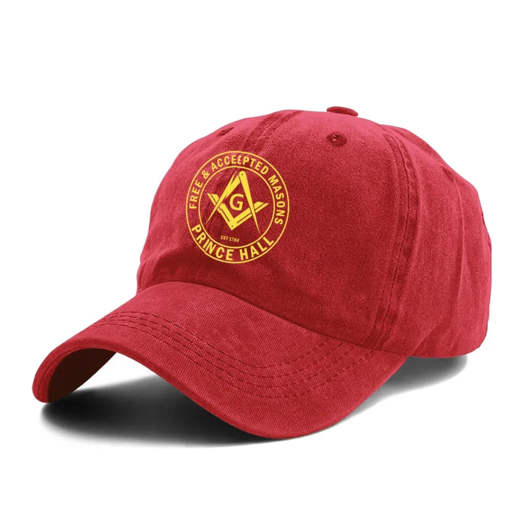 Master Mason Blue Lodge Baseball Cap - Gold Prince Hall Square Design