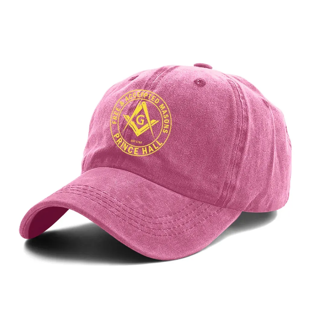 Master Mason Blue Lodge Baseball Cap - Gold Prince Hall Square Design