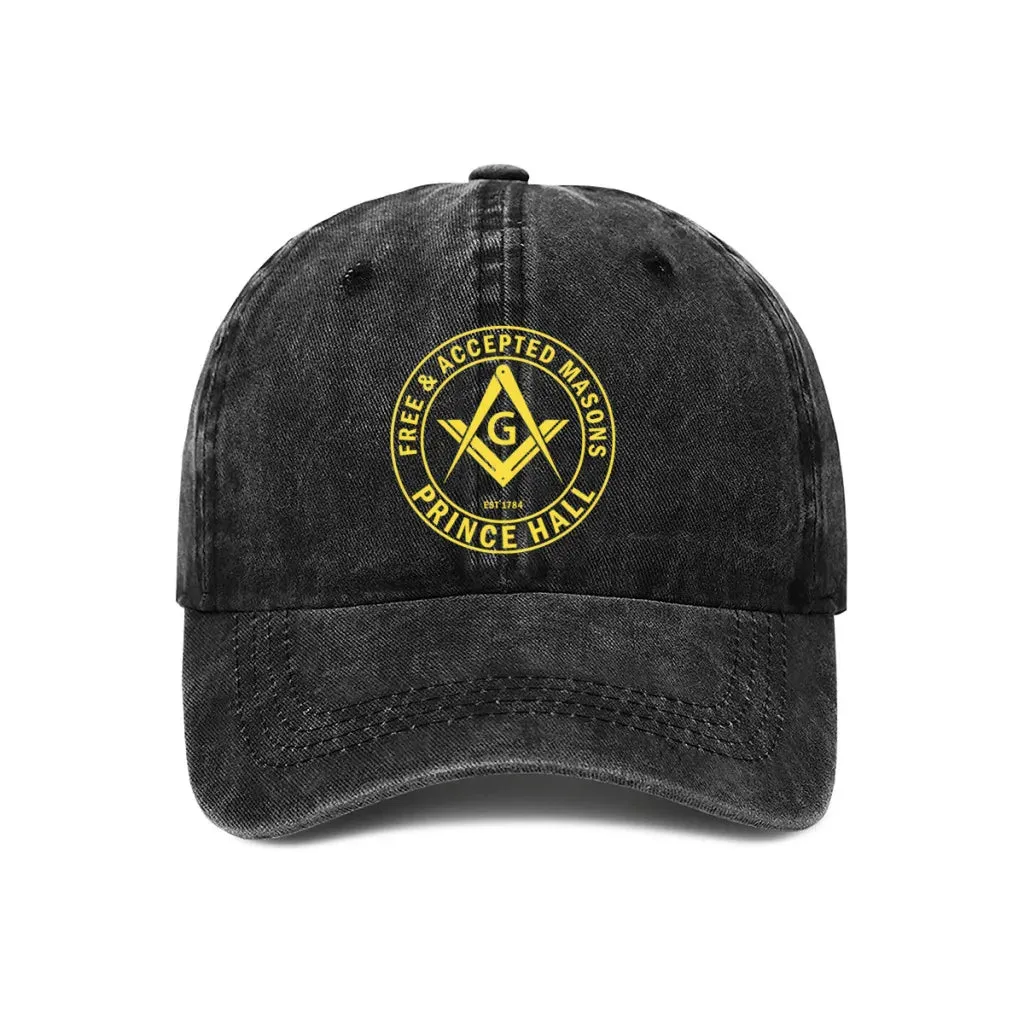 Master Mason Blue Lodge Baseball Cap - Gold Prince Hall Square Design