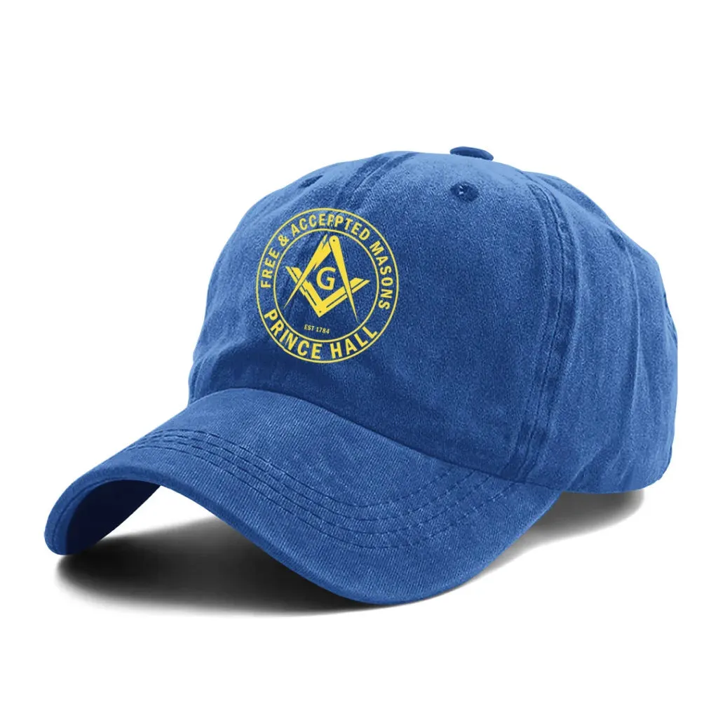 Master Mason Blue Lodge Baseball Cap - Gold Prince Hall Square Design