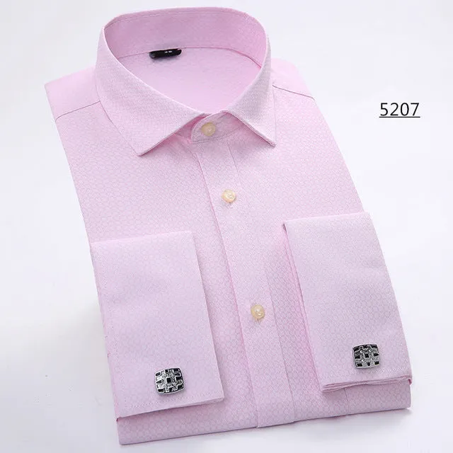 Men French Cufflinks Shirt 2017 New Men's Shirt Long Sleeve Casual Male Brand Shirts Slim Fit French Cuff Dress Shirts For Men