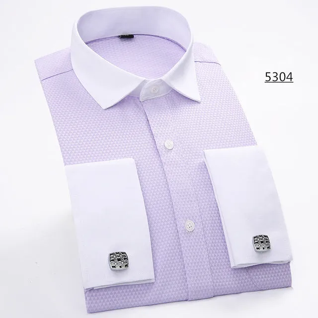 Men French Cufflinks Shirt 2017 New Men's Shirt Long Sleeve Casual Male Brand Shirts Slim Fit French Cuff Dress Shirts For Men