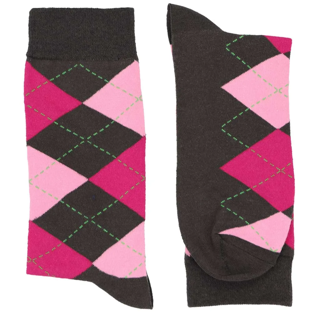 Men's Graphite Gray and Pink Argyle Socks