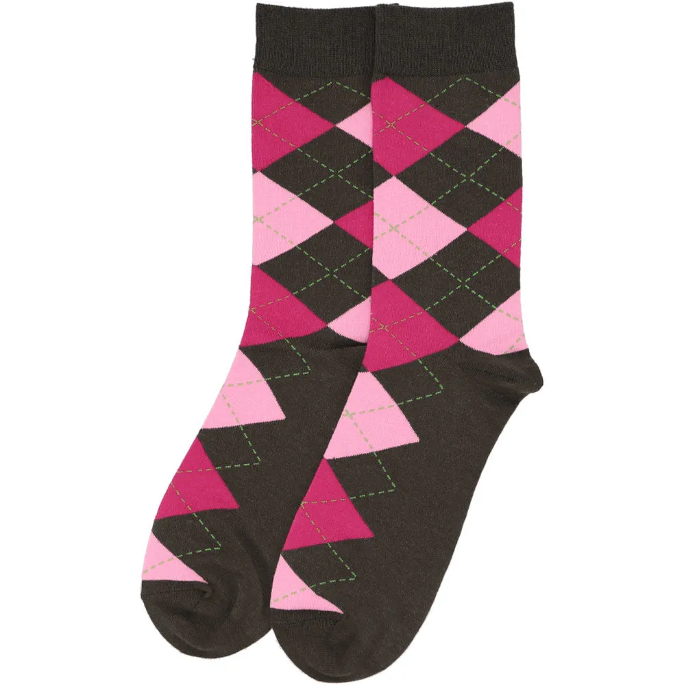 Men's Graphite Gray and Pink Argyle Socks