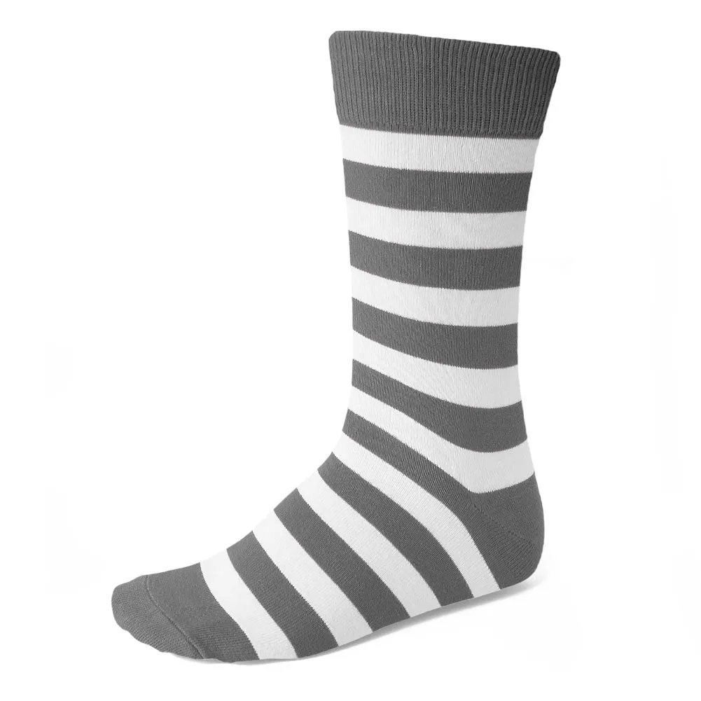 Men's Gray and White Striped Socks