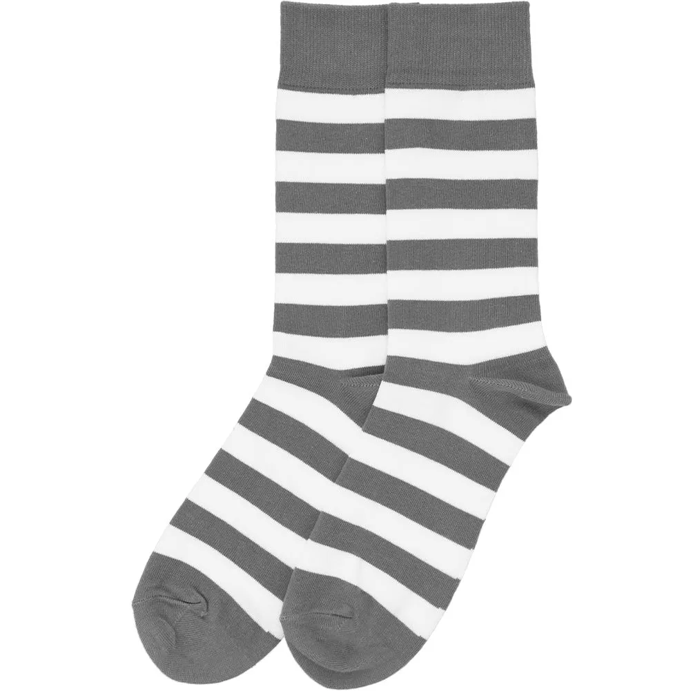 Men's Gray and White Striped Socks