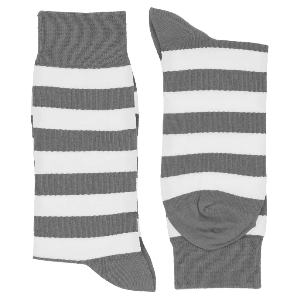 Men's Gray and White Striped Socks