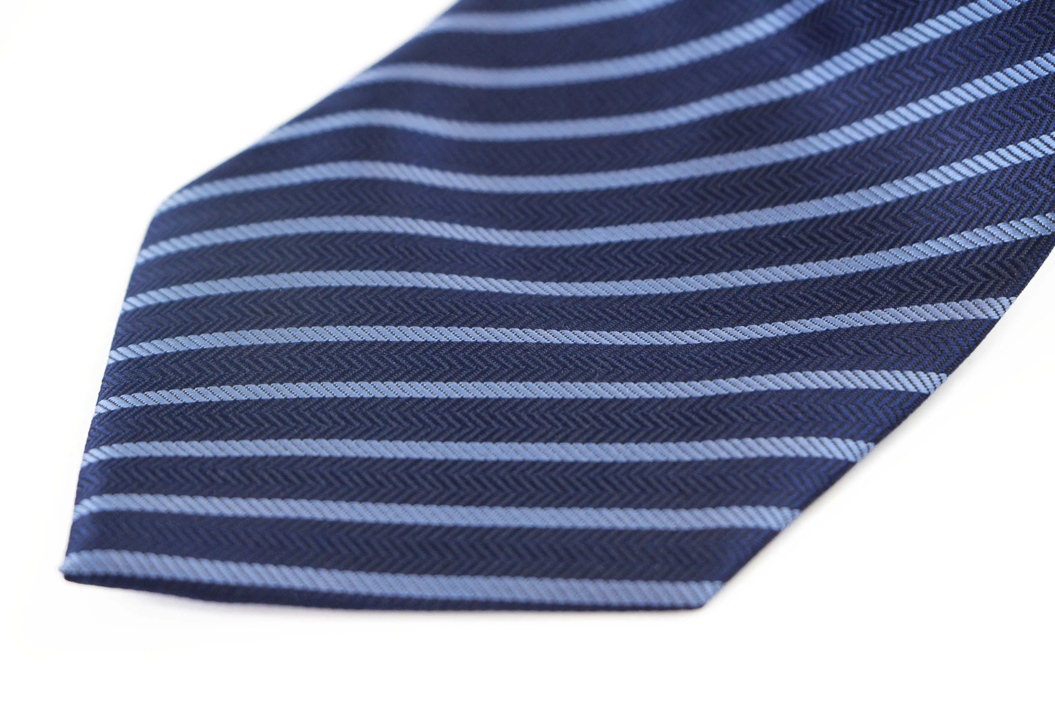 Mens Navy Blue Striped 8cm Patterned Neck Tie