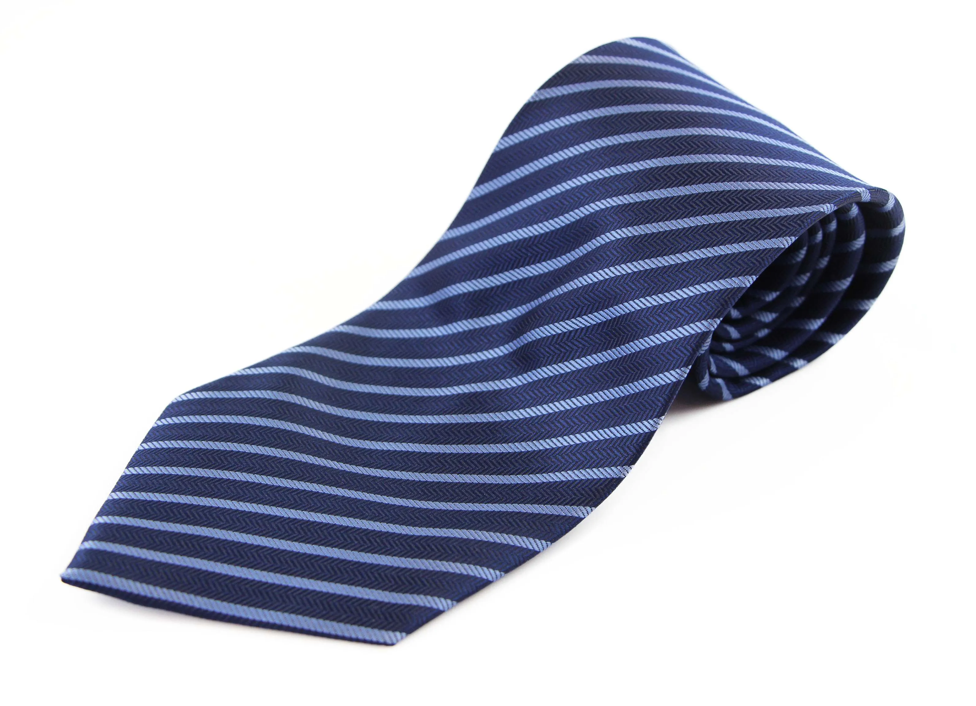 Mens Navy Blue Striped 8cm Patterned Neck Tie