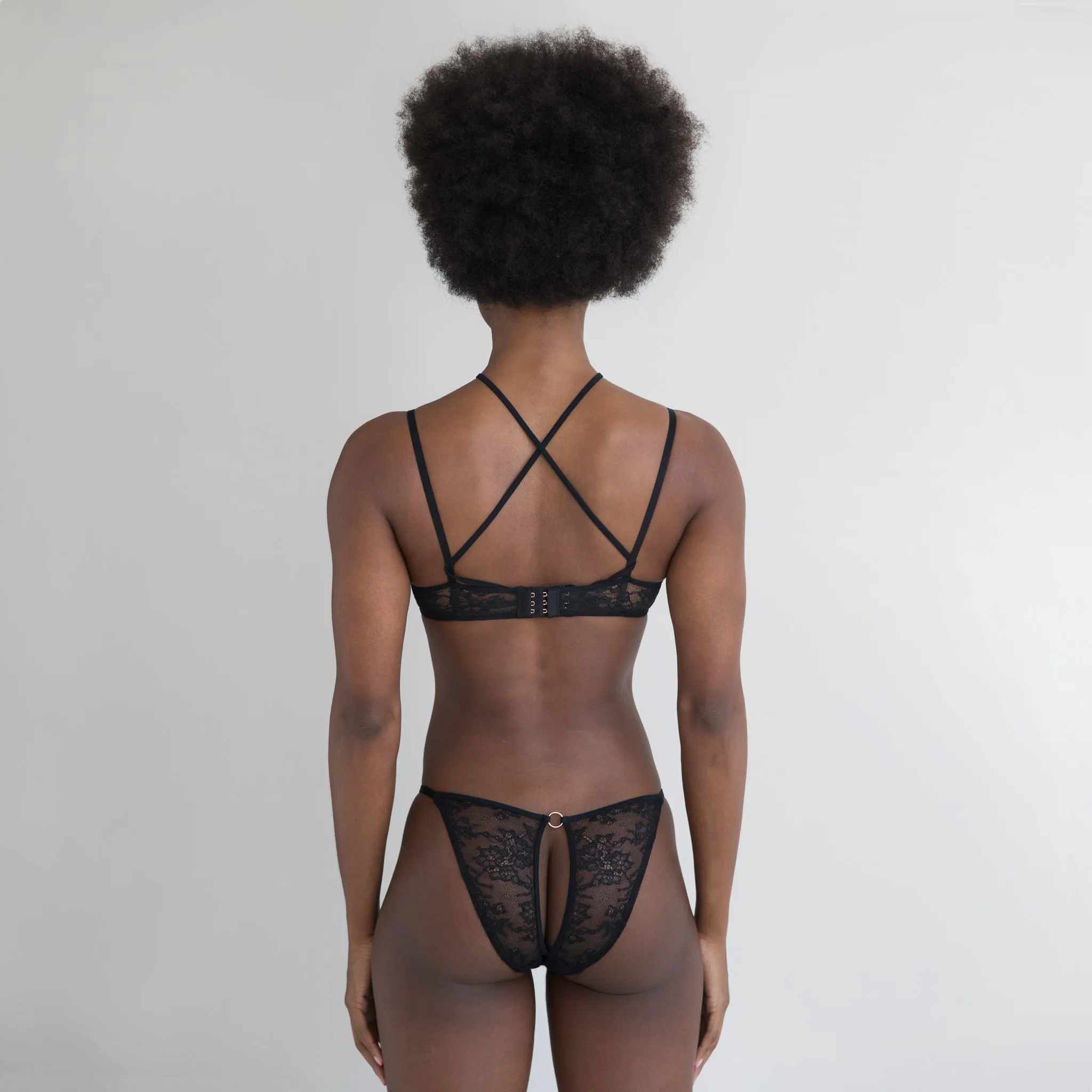 .Monique Morin Rush Lace Wired Bralette in Black