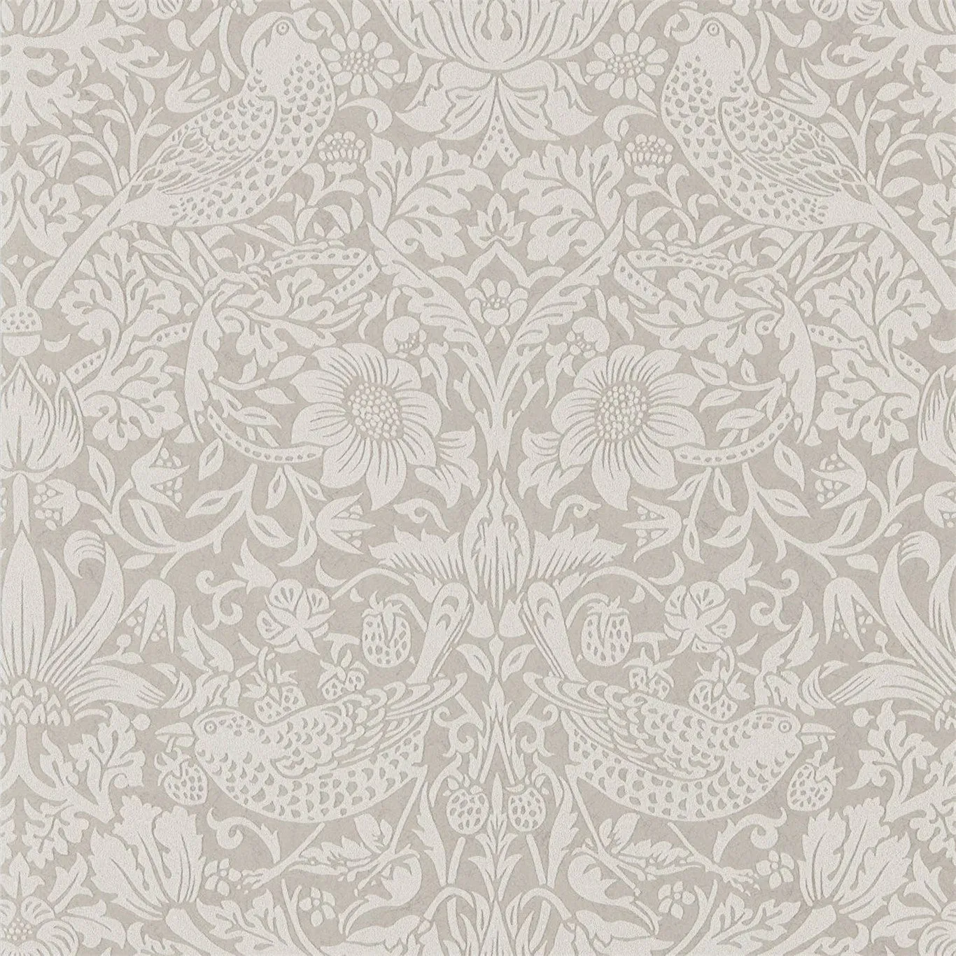 Morris & Co Pure Strawberry Thief Silver/Stone Wallpaper