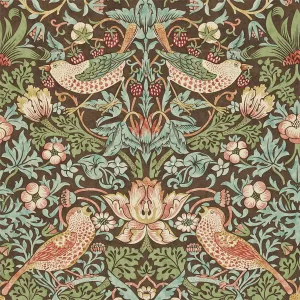 Morris & Co Strawberry Thief Chocolate/Slate Wallpaper