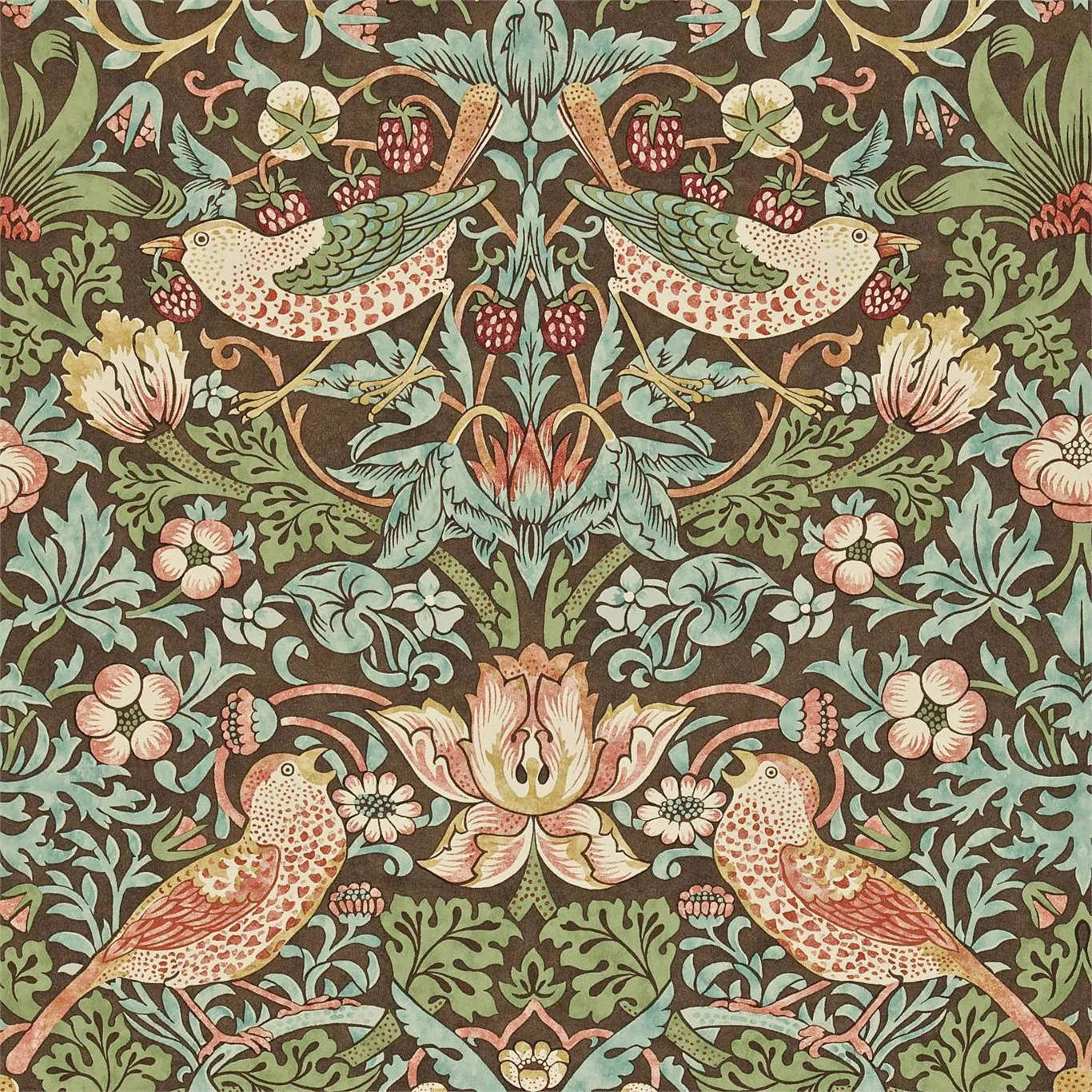 Morris & Co Strawberry Thief Chocolate/Slate Wallpaper