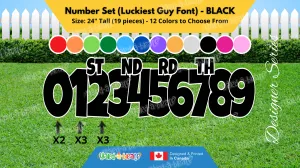 Number Set (Solid Color) 24" Tall Individual Lettering (Luckiest Guy Font) Total 19 pcs | Yard Sign Outdoor Lawn Decorations | Yardabrate Designer Series