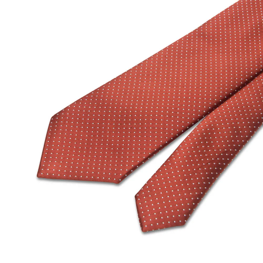 Orange Dot Motif Woven Silk Tie