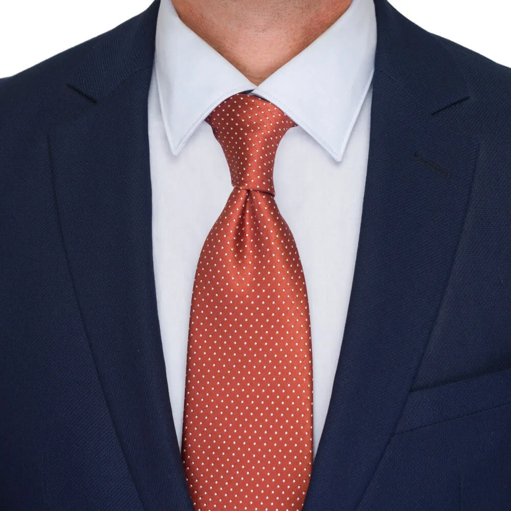 Orange Dot Motif Woven Silk Tie