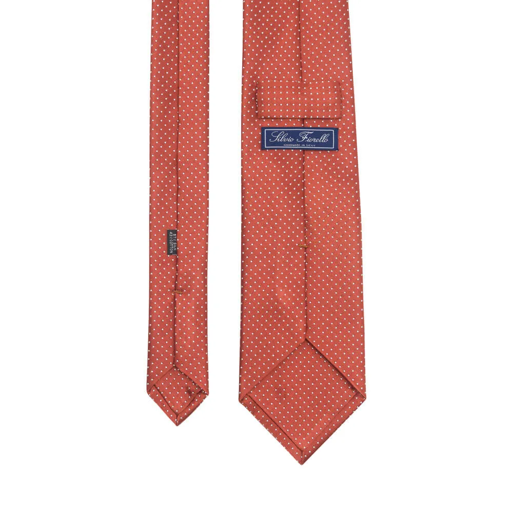 Orange Dot Motif Woven Silk Tie