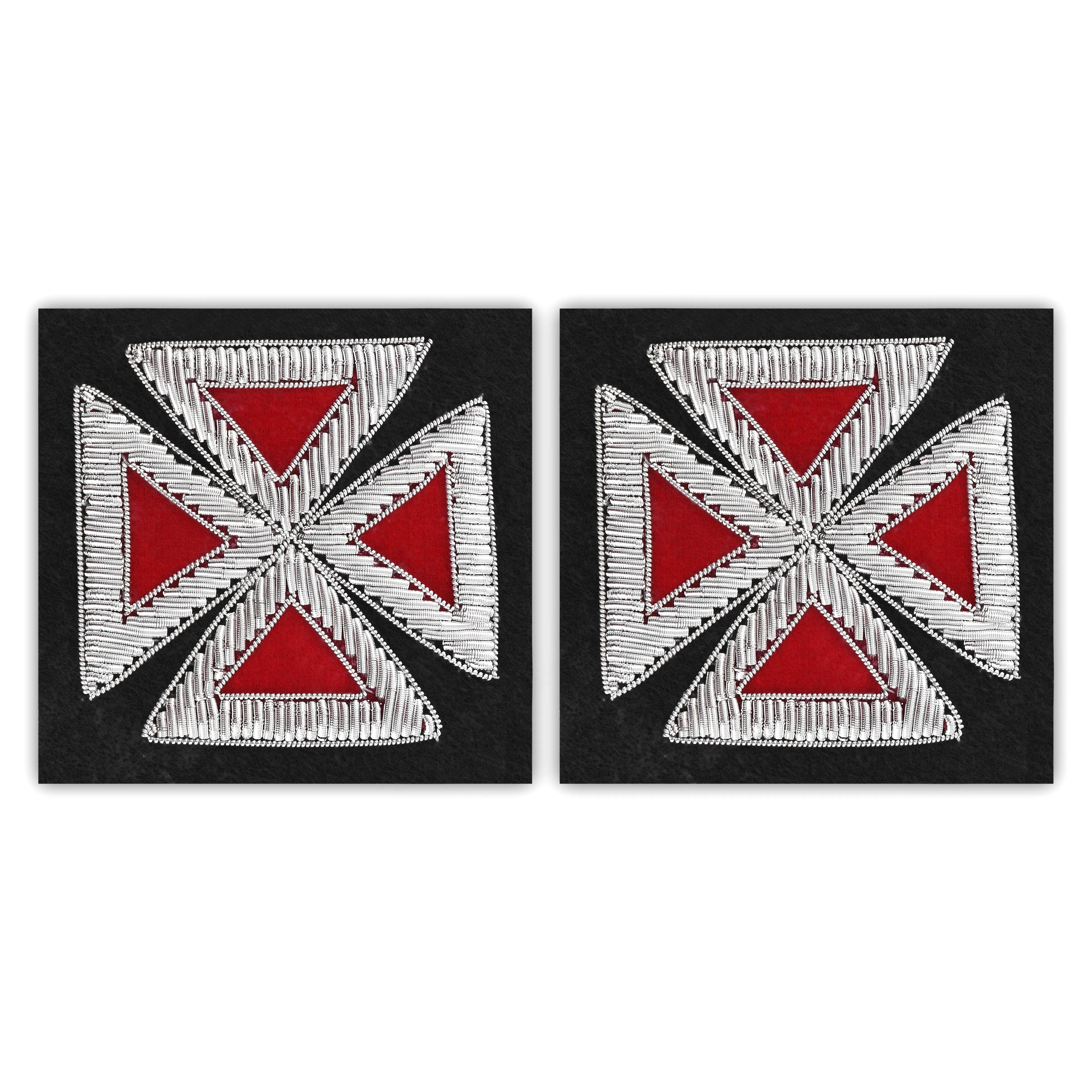 Past Grand Master Knights Templar Commandery Patch - Embroidered Silver & Red