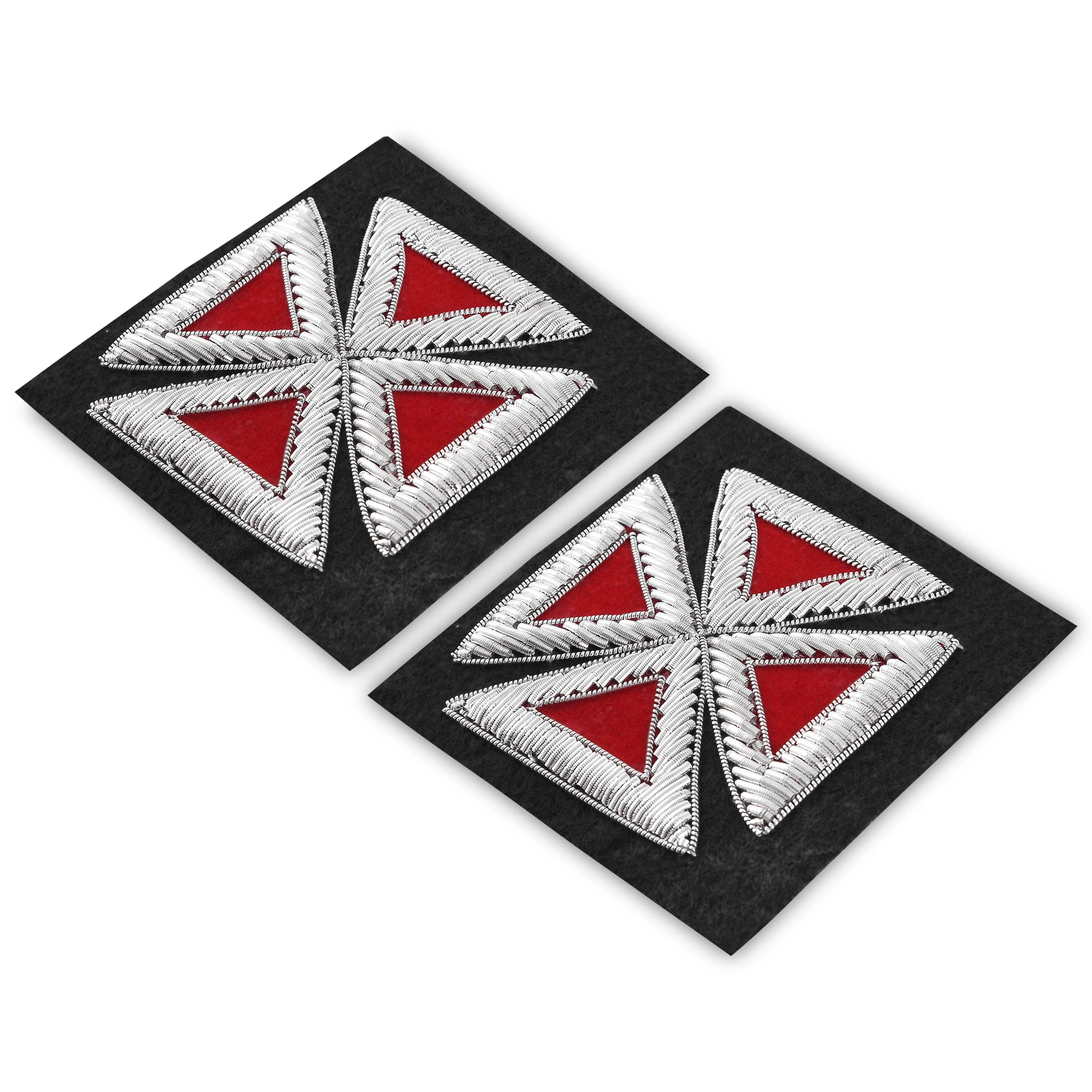 Past Grand Master Knights Templar Commandery Patch - Embroidered Silver & Red