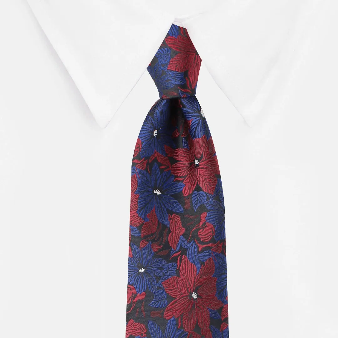 Peluche Mesmerizing Floral Blue Neck Tie For Men