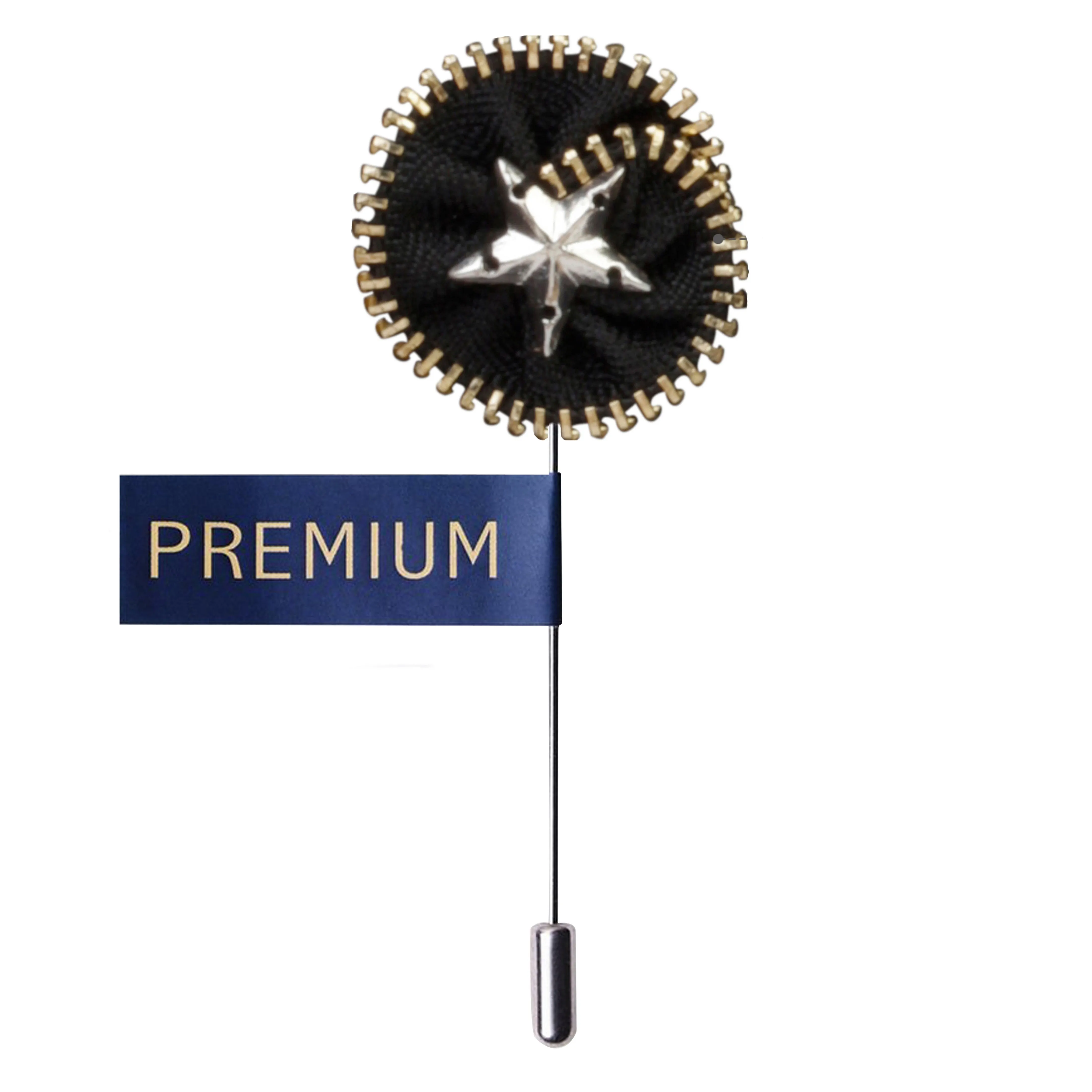 Peluche Shining Star Black and Silver and Golden Colored Brooch for Men