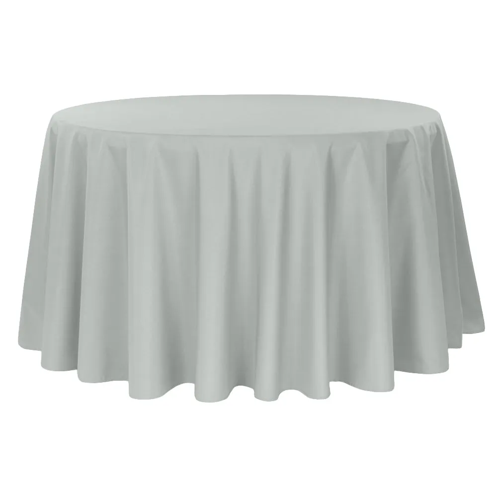 Polyester 108" Round Tablecloth - Gray/Silver