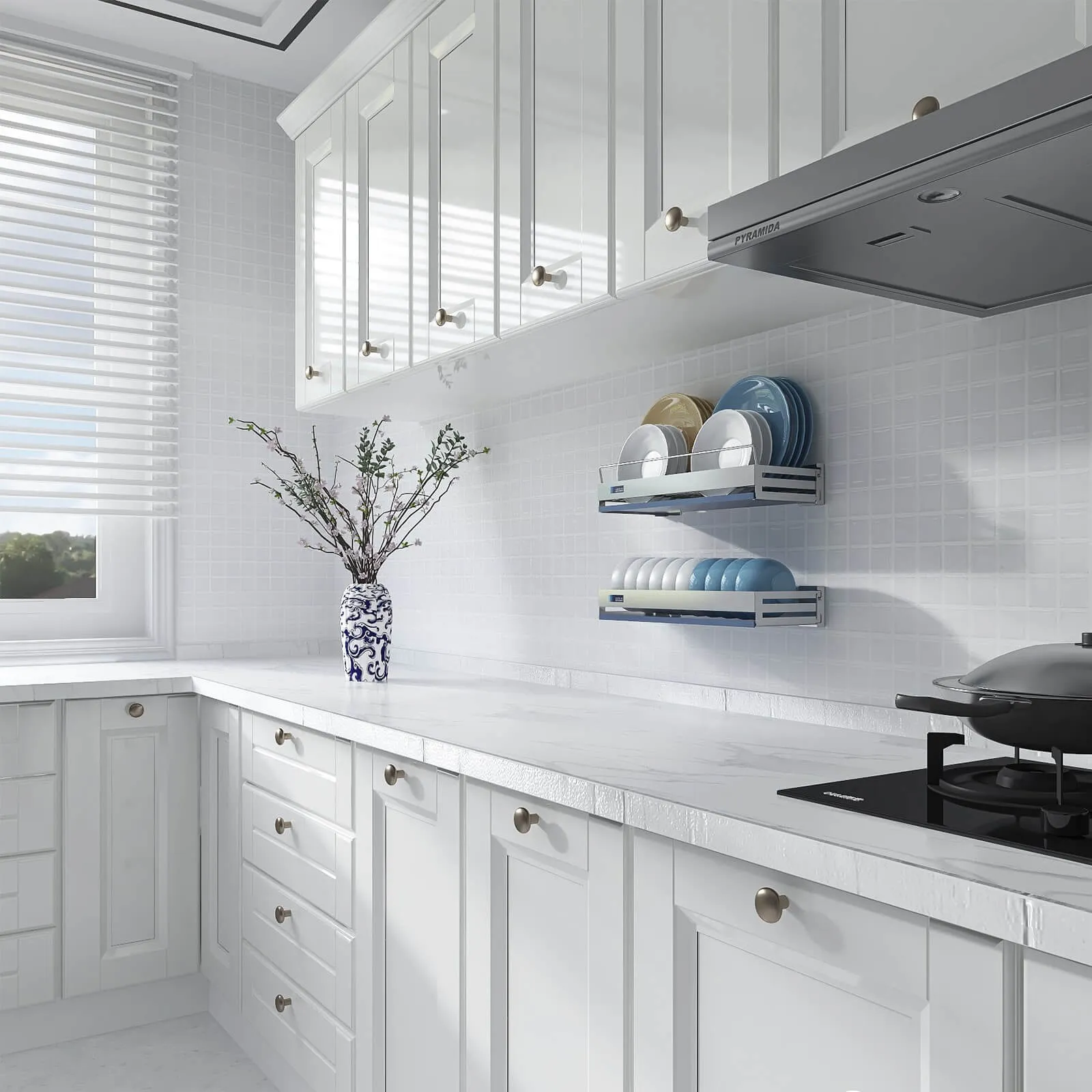 Pure White Mosaic Peel and Stick Tile Backsplash