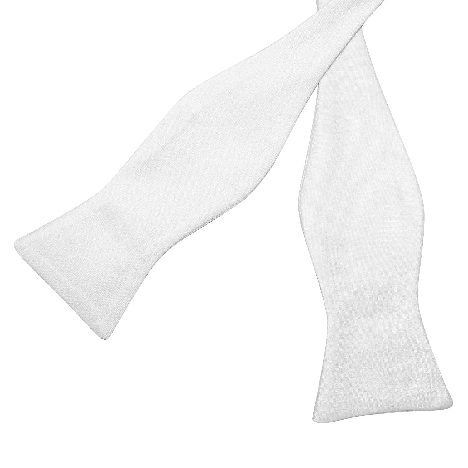 Pure White Solid Self-tied Bow Tie Pocket Square Cufflinks Set