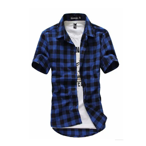 Red And Black Plaid Shirt Men Shirts 2017 New Summer Fashion Chemise Homme Mens Checkered Shirts Short Sleeve Shirt Men Blouse