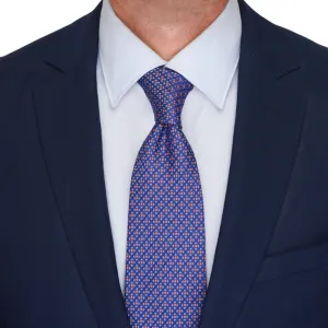 Royal Blue Geometric Elegance Woven Silk Tie