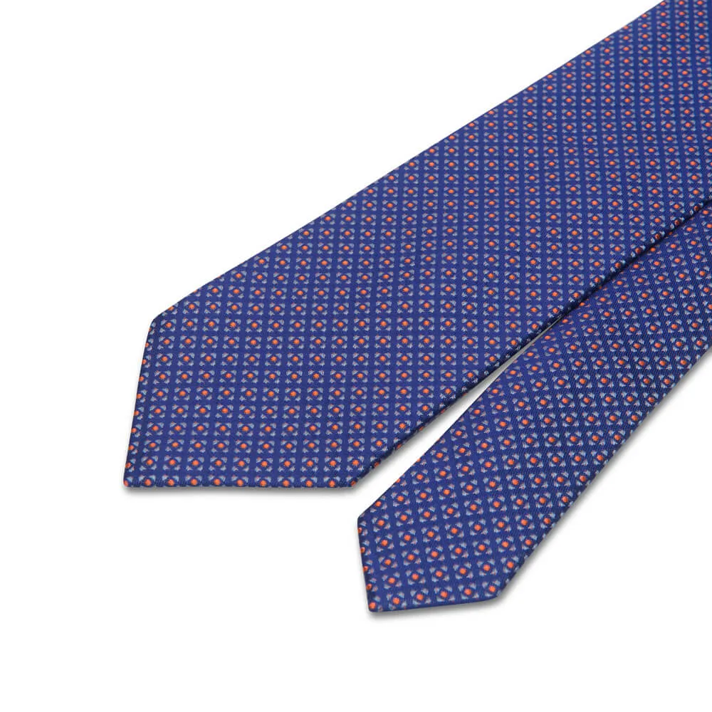 Royal Blue Geometric Elegance Woven Silk Tie